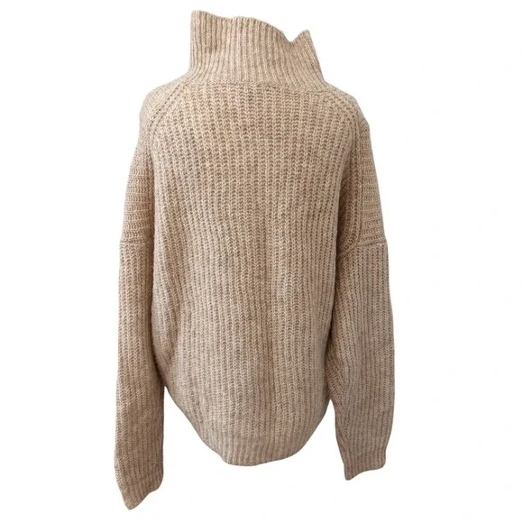 George Womens Quarter Zip Ribbed Knit Sweater Size Large Beige Oatmeal Pullover - Picture 6 of 8